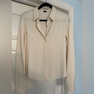 Theory Cream Button-Front Dress Shirt